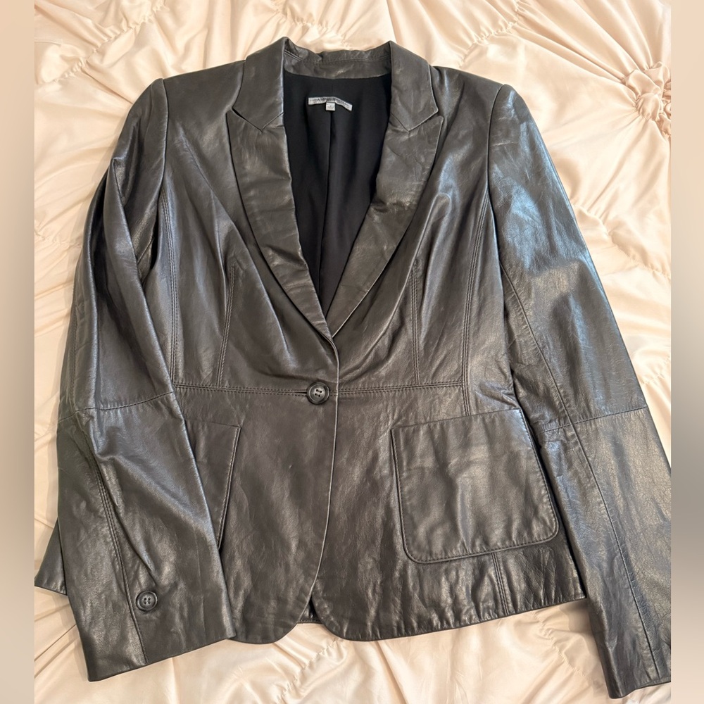 vintage anne klein genuine leather blazer
